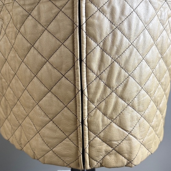 Pamela McCoy Collections Quilted Tan Leather Jacket Coat Sz 1X - Picture 4 of 15
